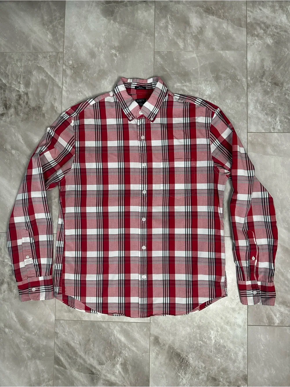 Classic Red Plaid Button-Down Shirt - Men J Crew L